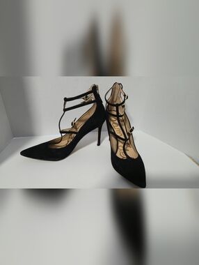 Sam Edelman-Black Strappy Pointed-Toe Women's Pumps